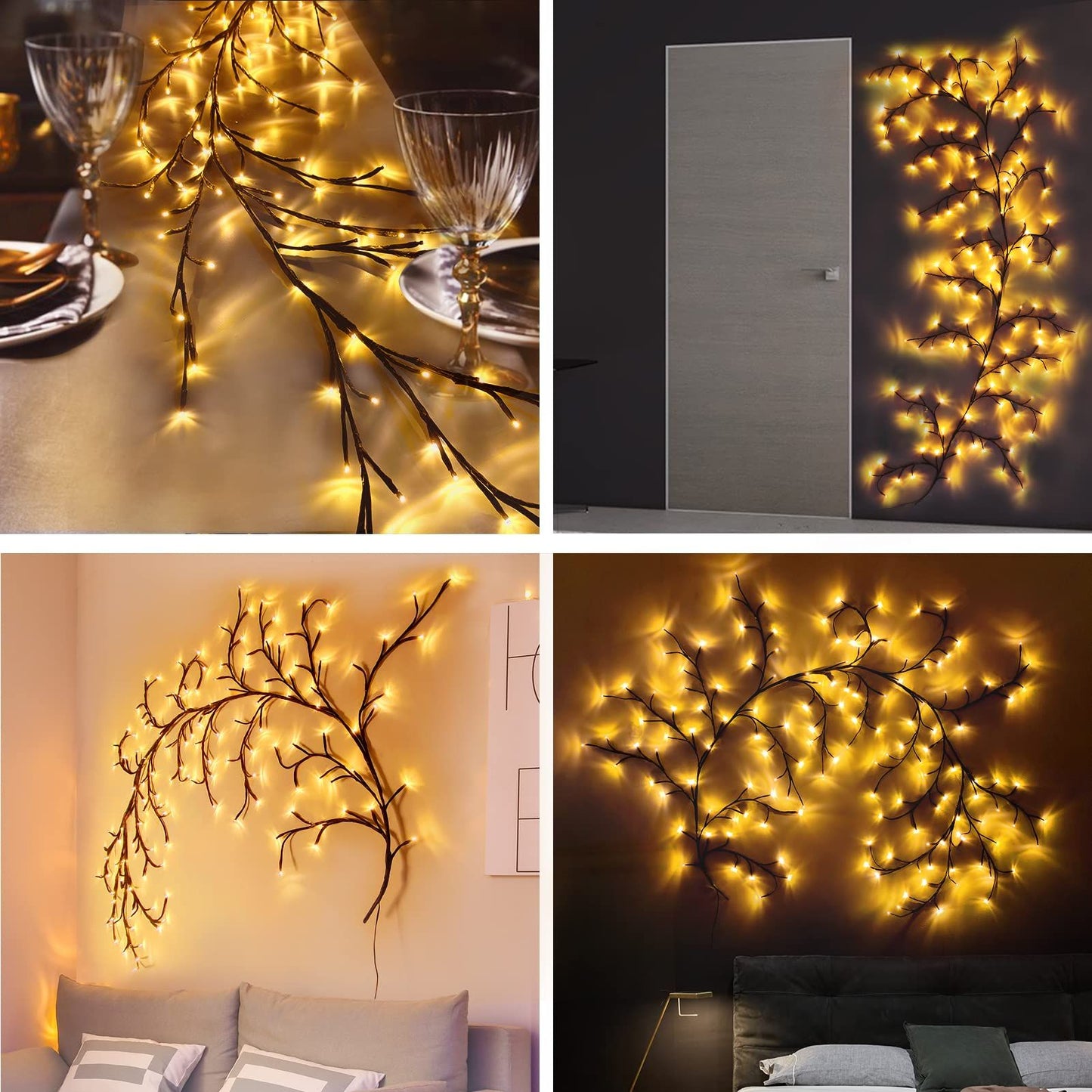 Enchanted Willow Vine Lights for Wall:Twinkling Tree Branch Light for Living Room and Bedroom Home Decor-Warm White Twinkle Tree Lights Lighted(1.8 meters long, 96 lights)