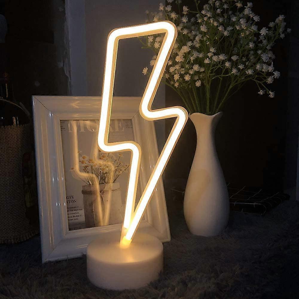 Led Lightning Bolt Neon Light Signs, Warm White Lightning Bolt Shape babies babies Night Light Wall Sign Light Battery Operated