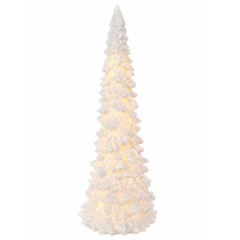 Illuminated Christmas Tree Decoration Mini LED Night Light Resin Desktop Ornament for Holiday Home Decor and Festive Tabletop Ambiance (L)