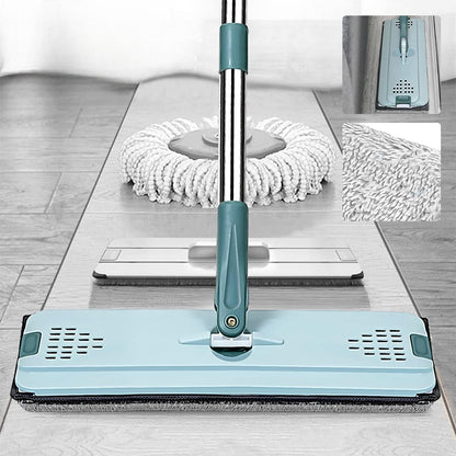 Wet or Dry Usage Hands-Free Mopping System with Bucket and Microfiber Pads