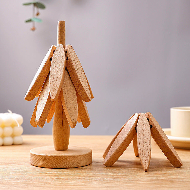 Tree Design Stand Anti Scald Heat Resistant Wooden Placemats