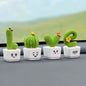 4pcs Resin Succulent Cactus Mini Green Plant Car Crafts