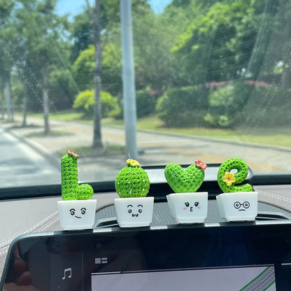 4pcs Resin Succulent Cactus Mini Green Plant Car Crafts