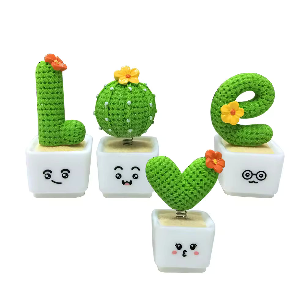 4pcs Resin Succulent Cactus Mini Green Plant Car Crafts