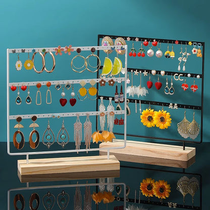 Metal 3 Layers Jewelry Storage Earring Display Holder