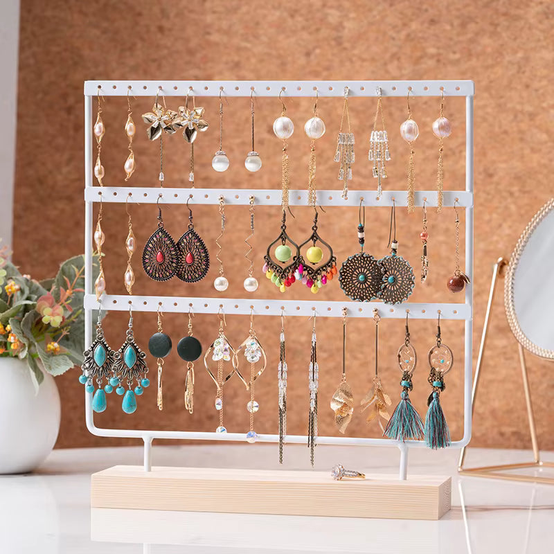 Metal 3 Layers Jewelry Storage Earring Display Holder