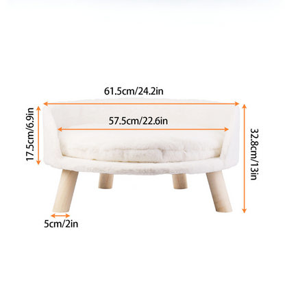 Pet Sofa Bed Raised Cat Chair with Removable Cushion