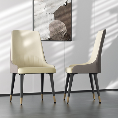 Set of 2 Luxury Microfiber Leather Dining Chairs with Lion Knocker