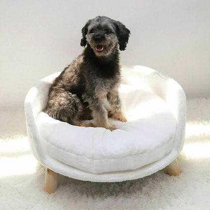 Pet Sofa Bed Raised Cat Chair with Removable Cushion