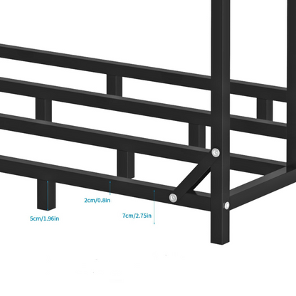 Heavy Duty Outdoor Firewood Storage Metal Log Rack with Top Cover
