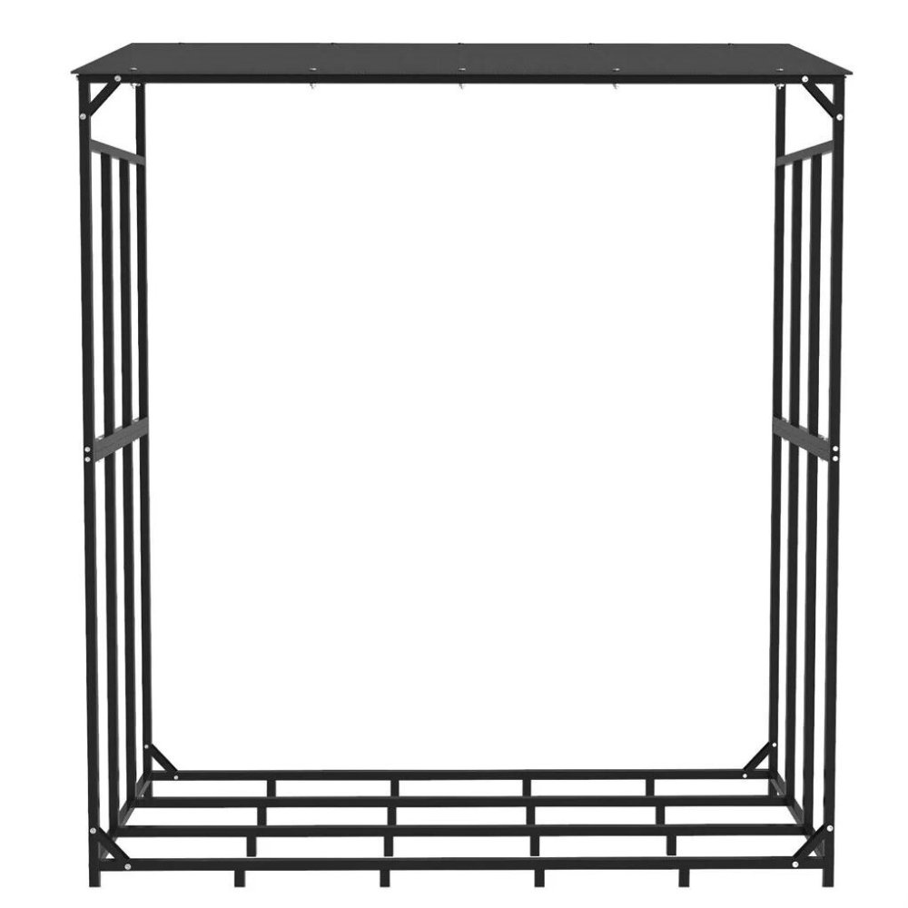 Heavy Duty Outdoor Firewood Storage Metal Log Rack with Top Cover