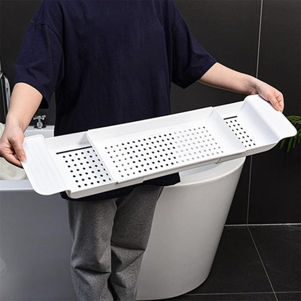 Retractable Bathtub and Kitchen Sink Storage Rack Shelf