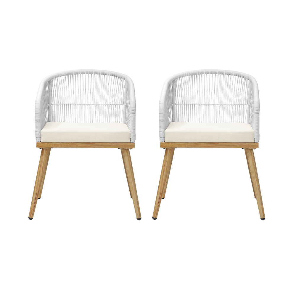 Outdoor Armchairs 2pcs with Rope Detailing and Padded Seat