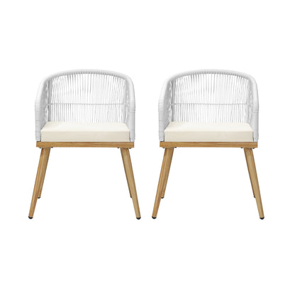 Outdoor Armchairs 2pcs with Rope Detailing and Padded Seat