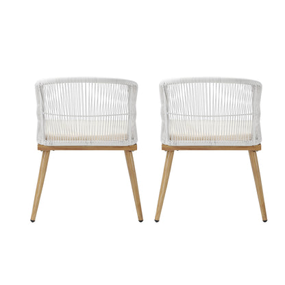 Outdoor Armchairs 2pcs with Rope Detailing and Padded Seat