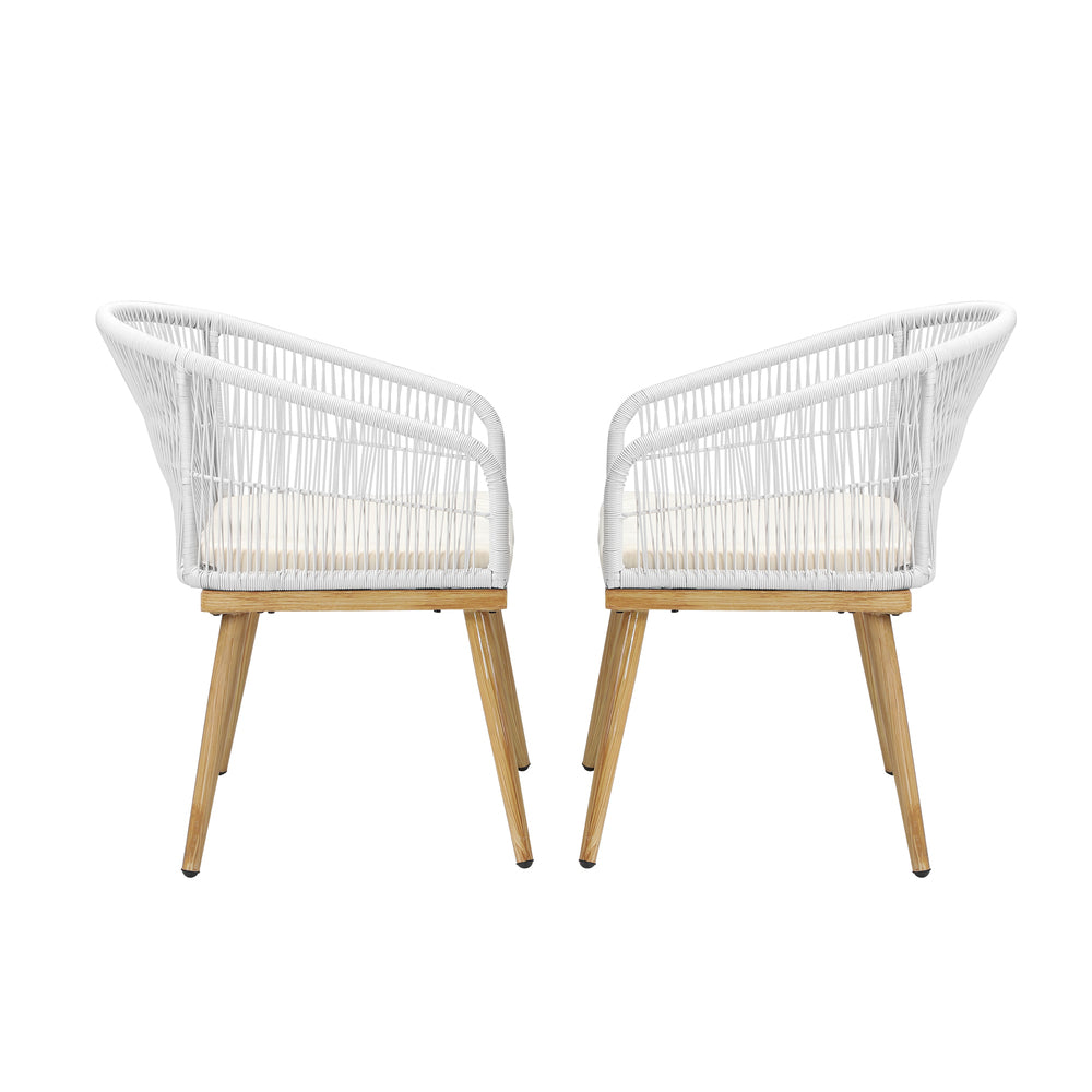 Outdoor Armchairs 2pcs with Rope Detailing and Padded Seat