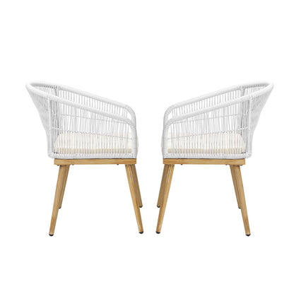 Outdoor Armchairs 2pcs with Rope Detailing and Padded Seat