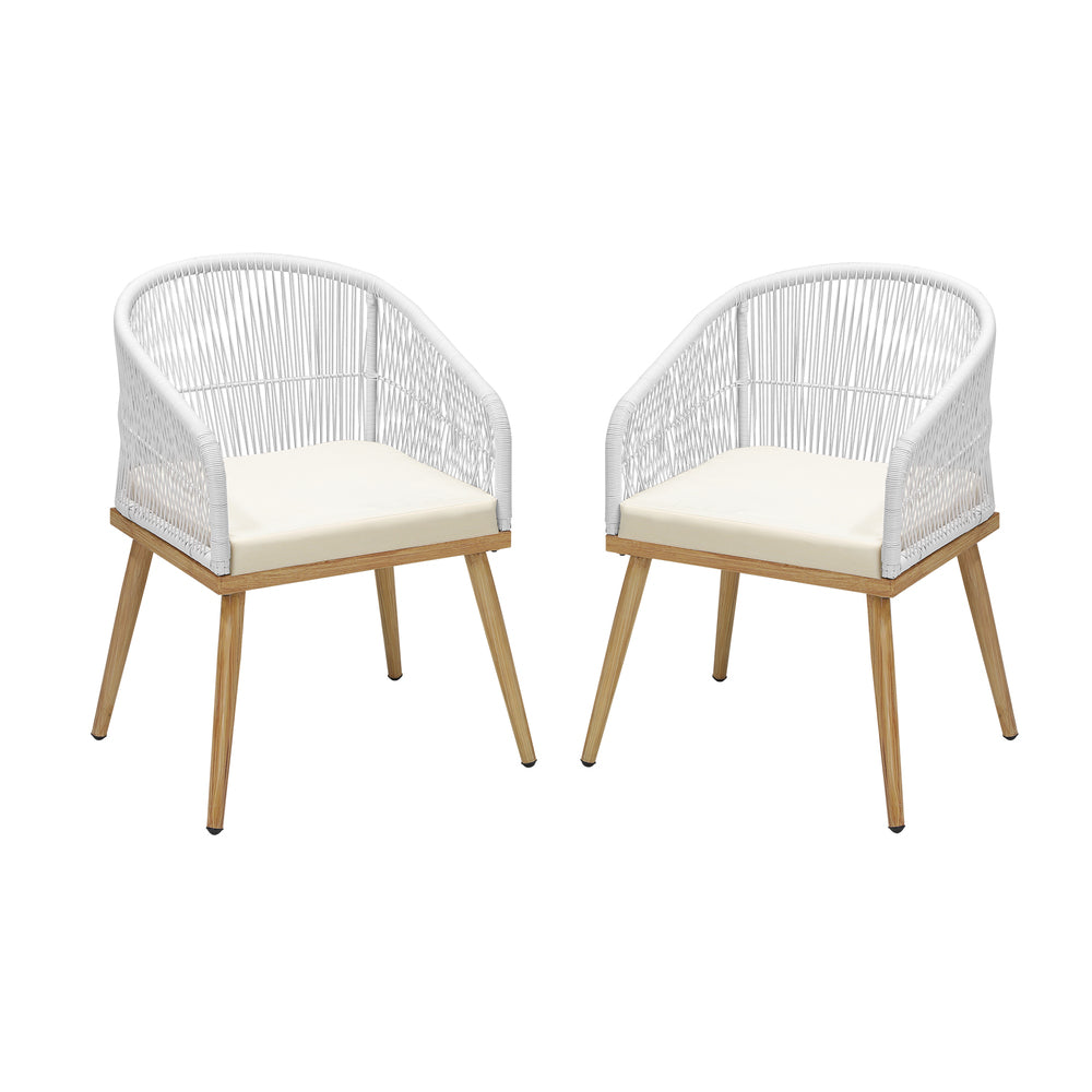 Outdoor Armchairs 2pcs with Rope Detailing and Padded Seat