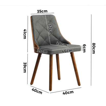 Wooden Dining Chairs with Grey Faux Leather Seats 2 pcs