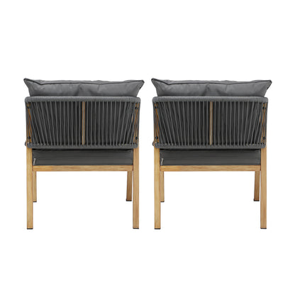 Set of 2 Outdoor Armchairs with Padded Seat and Back Cushions