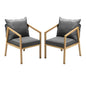 Set of 2 Outdoor Armchairs with Padded Seat and Back Cushions
