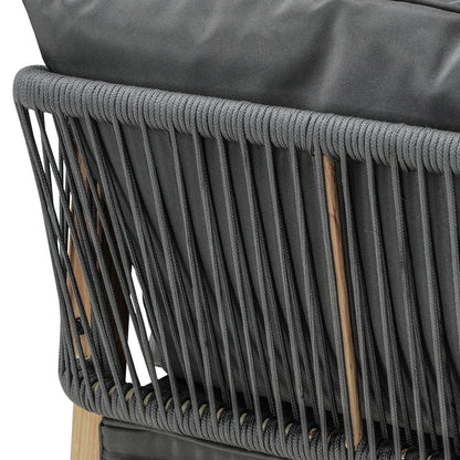 Set of 2 Outdoor Armchairs with Padded Seat and Back Cushions
