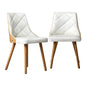 2pcs Wooden Dining Chairs with Faux Leather Seat White