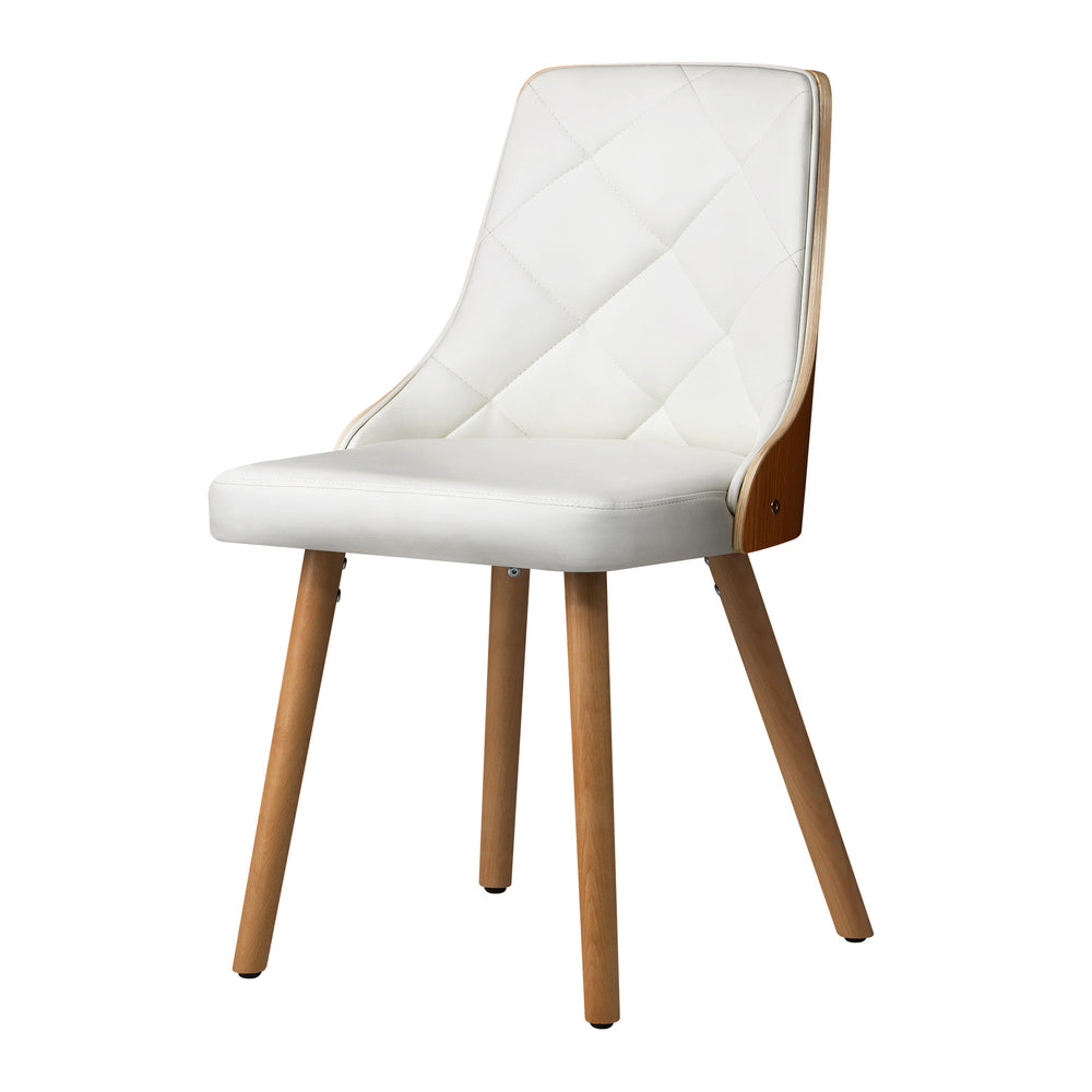 2pcs Wooden Dining Chairs with Faux Leather Seat White
