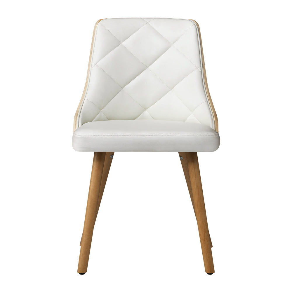 2pcs Wooden Dining Chairs with Faux Leather Seat White