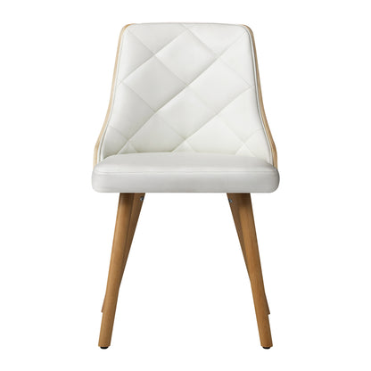 2pcs Wooden Dining Chairs with Faux Leather Seat White