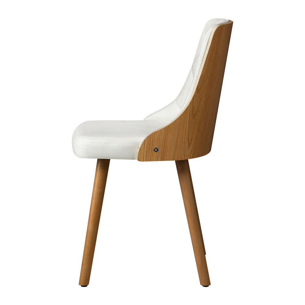 2pcs Wooden Dining Chairs with Faux Leather Seat White