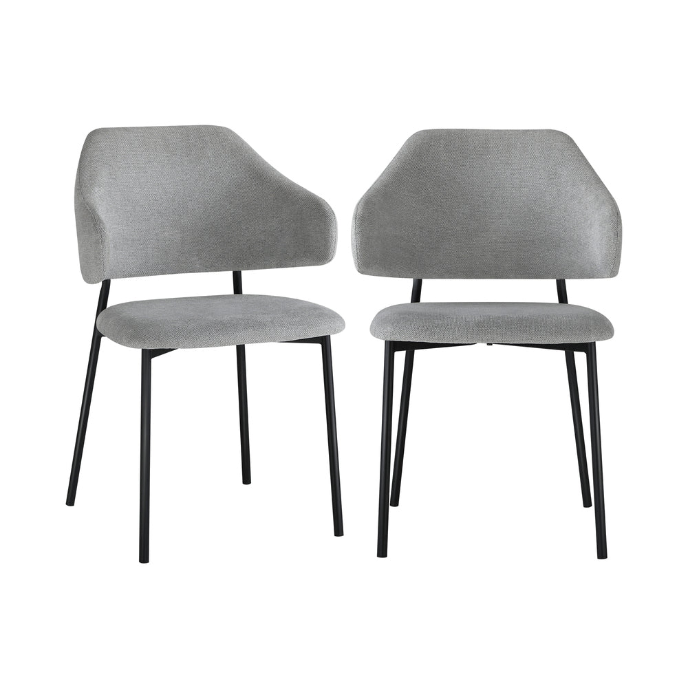Set of 2 Dining Chairs Grey and Black