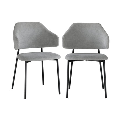 Set of 2 Dining Chairs Grey and Black