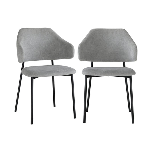 Set of 2 Dining Chairs Grey and Black