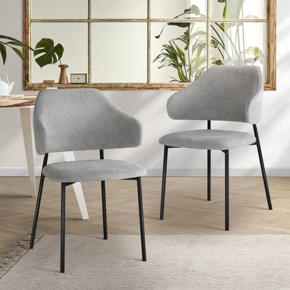 Set of 2 Dining Chairs Grey and Black