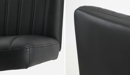 Mid Back Office Chair Armless PU Leather Black