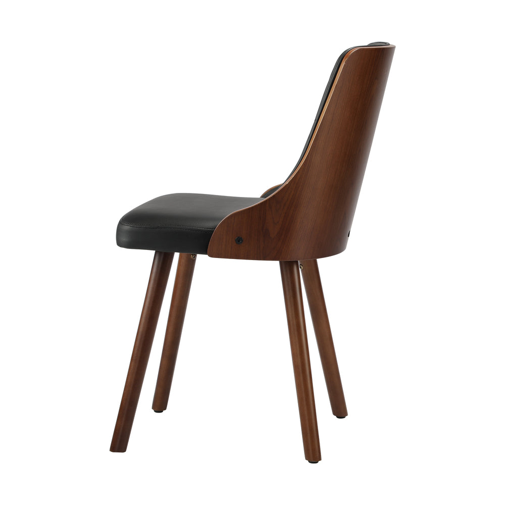 Wooden Dining Chairs with Padded Seat Set of 2 Black