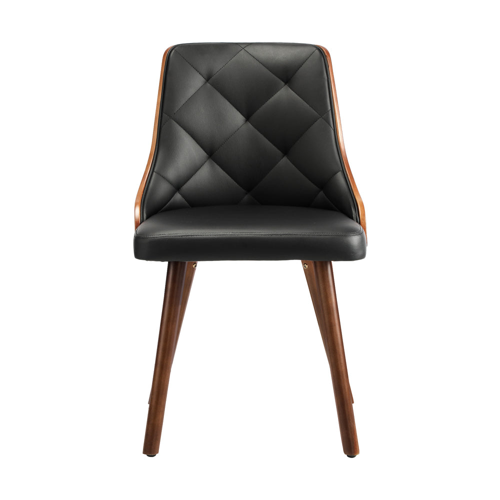 Wooden Dining Chairs with Padded Seat Set of 2 Black