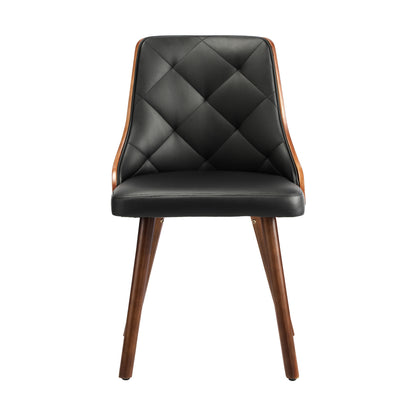 Wooden Dining Chairs with Padded Seat Set of 2 Black