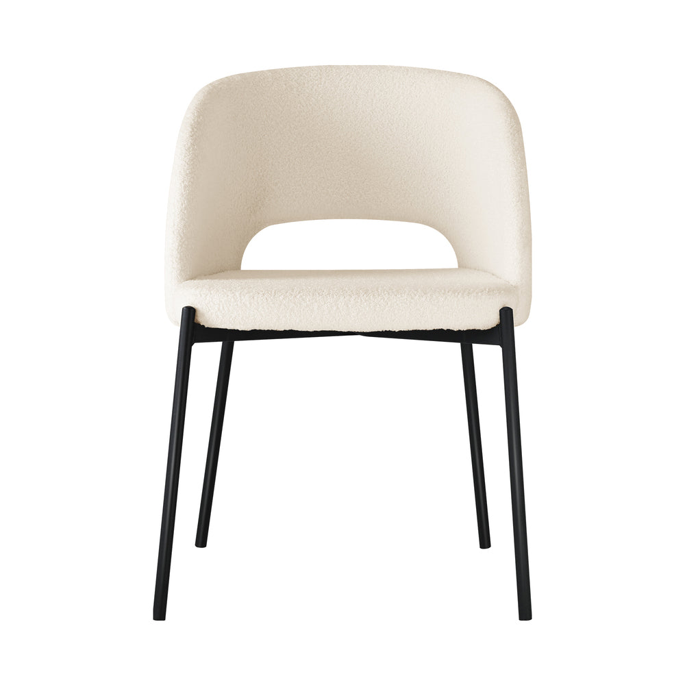 Set of 2 Dining Chairs Sherpa White and Black