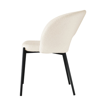 Set of 2 Dining Chairs Sherpa White and Black