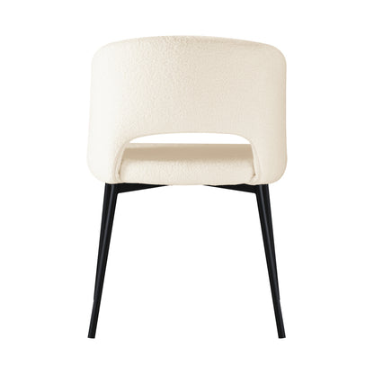 Set of 2 Dining Chairs Sherpa White and Black