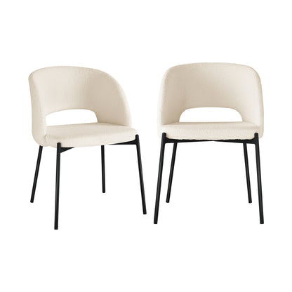 Set of 2 Dining Chairs Sherpa White and Black