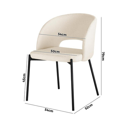 Set of 2 Dining Chairs Sherpa White and Black