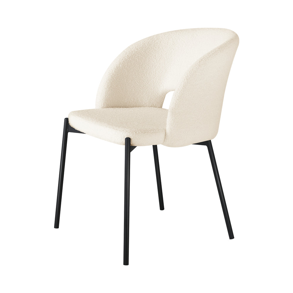 Set of 2 Dining Chairs Sherpa White and Black