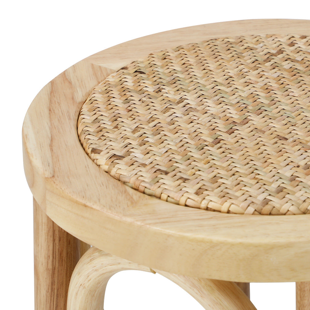 2pcs Bar Stool Dining Chair with Rattan Seat Natural