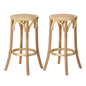 2pcs Bar Stool Dining Chair with Rattan Seat Natural