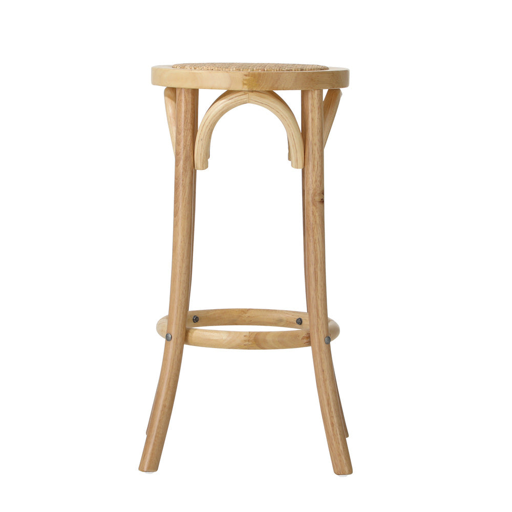2pcs Bar Stool Dining Chair with Rattan Seat Natural