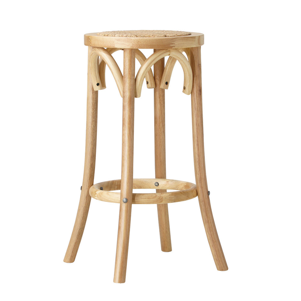 2pcs Bar Stool Dining Chair with Rattan Seat Natural