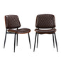 Set of 2 Walnut Dining Chairs with Leather Seat and Metal Legs